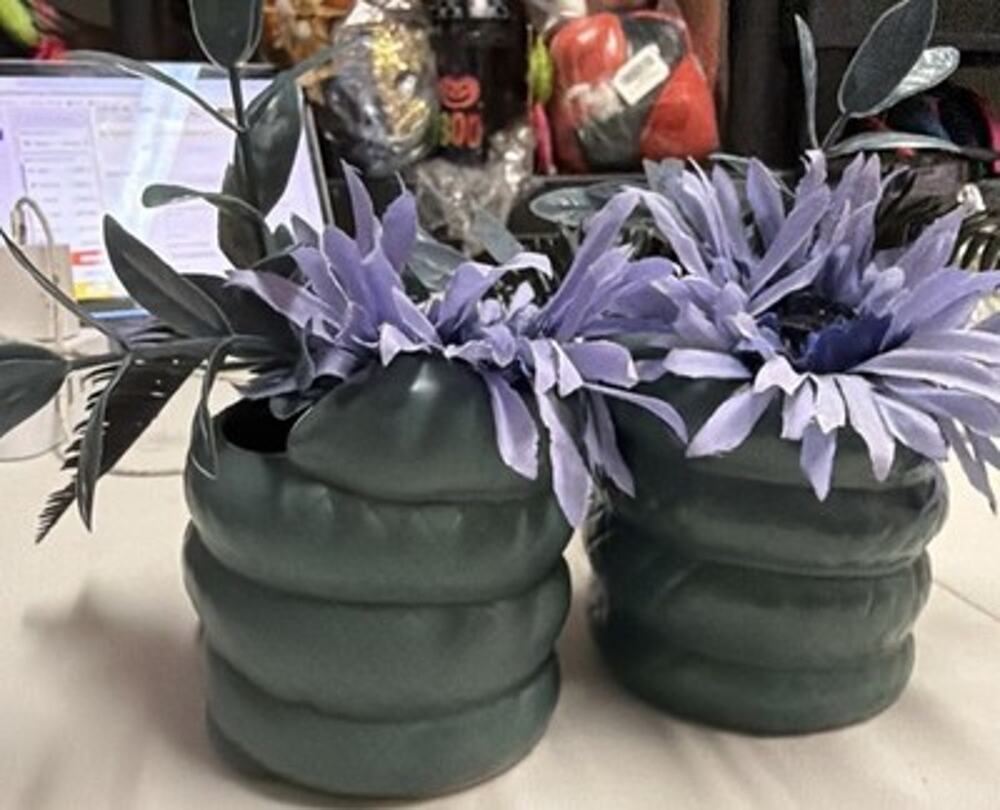 Target Pair Of Snake Planter Halloween Faux Purple Flowers